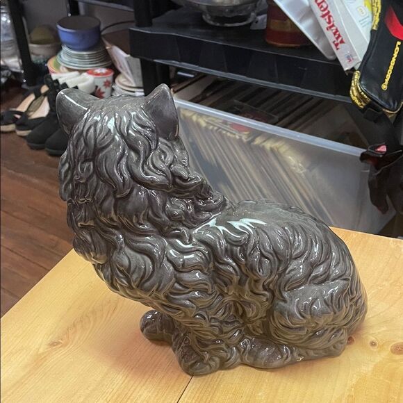 Vintage Gray Ceramic Cat Figurine - Picture 2 of 6